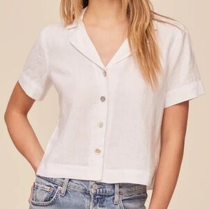 Universal Thread Linen Blend Short Sleeve Button Down